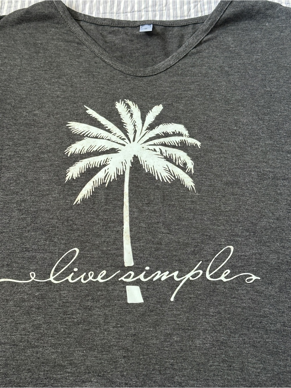 Live Simple Top | Sleeveless Blouse | Extended Shoulder Shirt | S | Gray & White